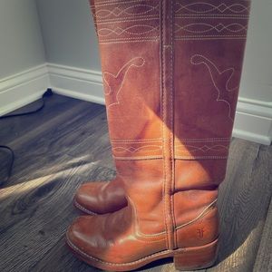 Frye boots! Brown with stitching. cowboy/cowgirl